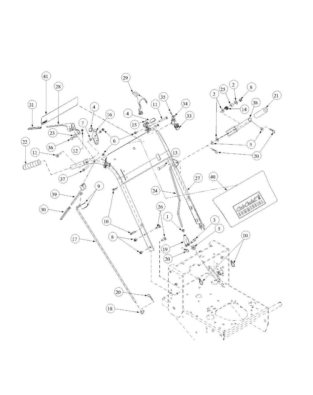 Handle Assembly Diagram and Parts List for G1436 55AE231R150-WAM Cub Cadet Lawn Mower